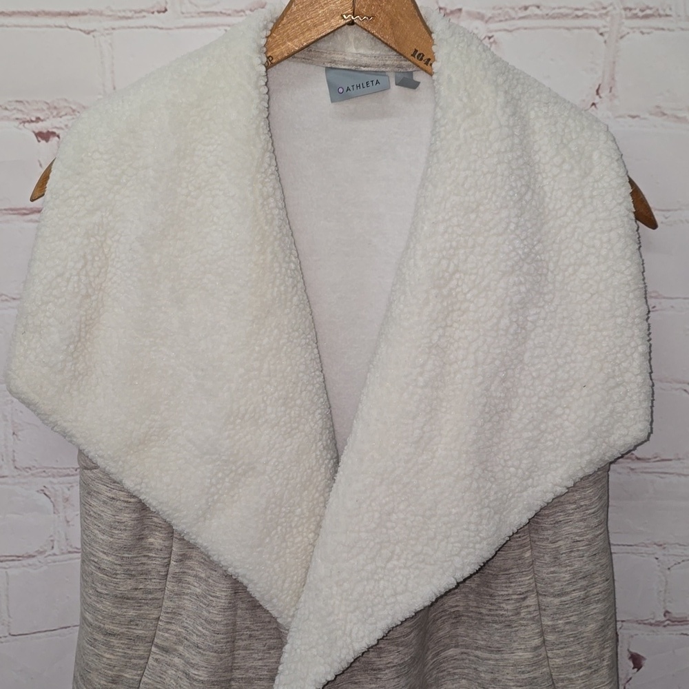 Athleta Apres Anything Sherpa Fleece Vest Oatmeal Heather Women's Size S - Picture 5 of 14